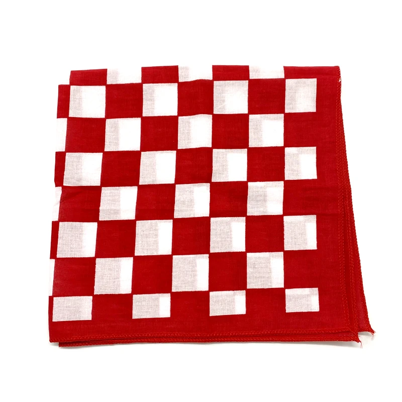 Factory Square cotton bandana digital printing red and white checkered cotton  men square cotton big bandana for sa