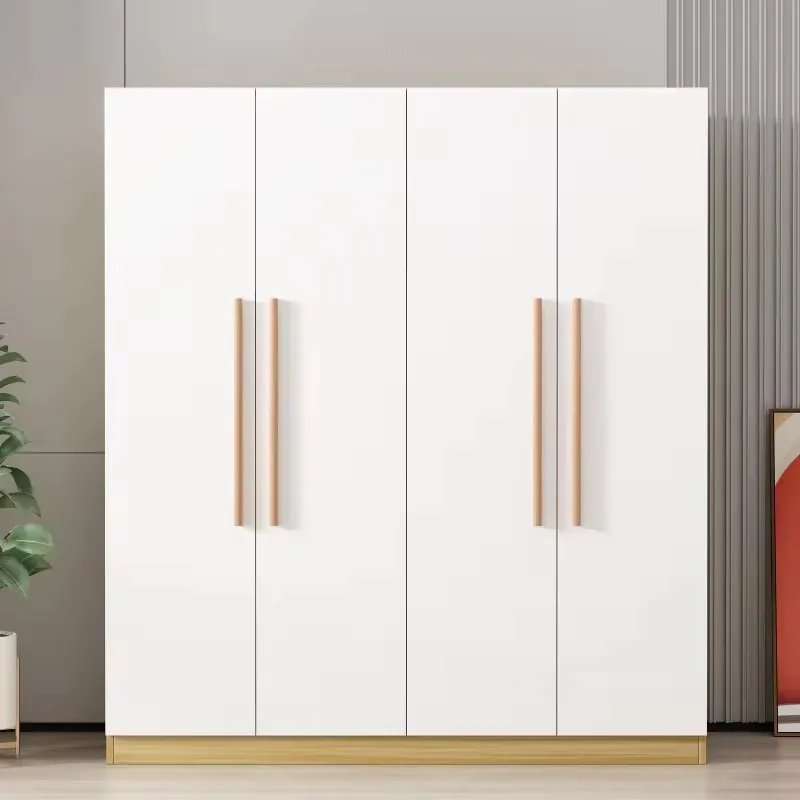 White Simple Modern Wardrobe Wooden Family Bedroom Small Three-Door Wardrobe