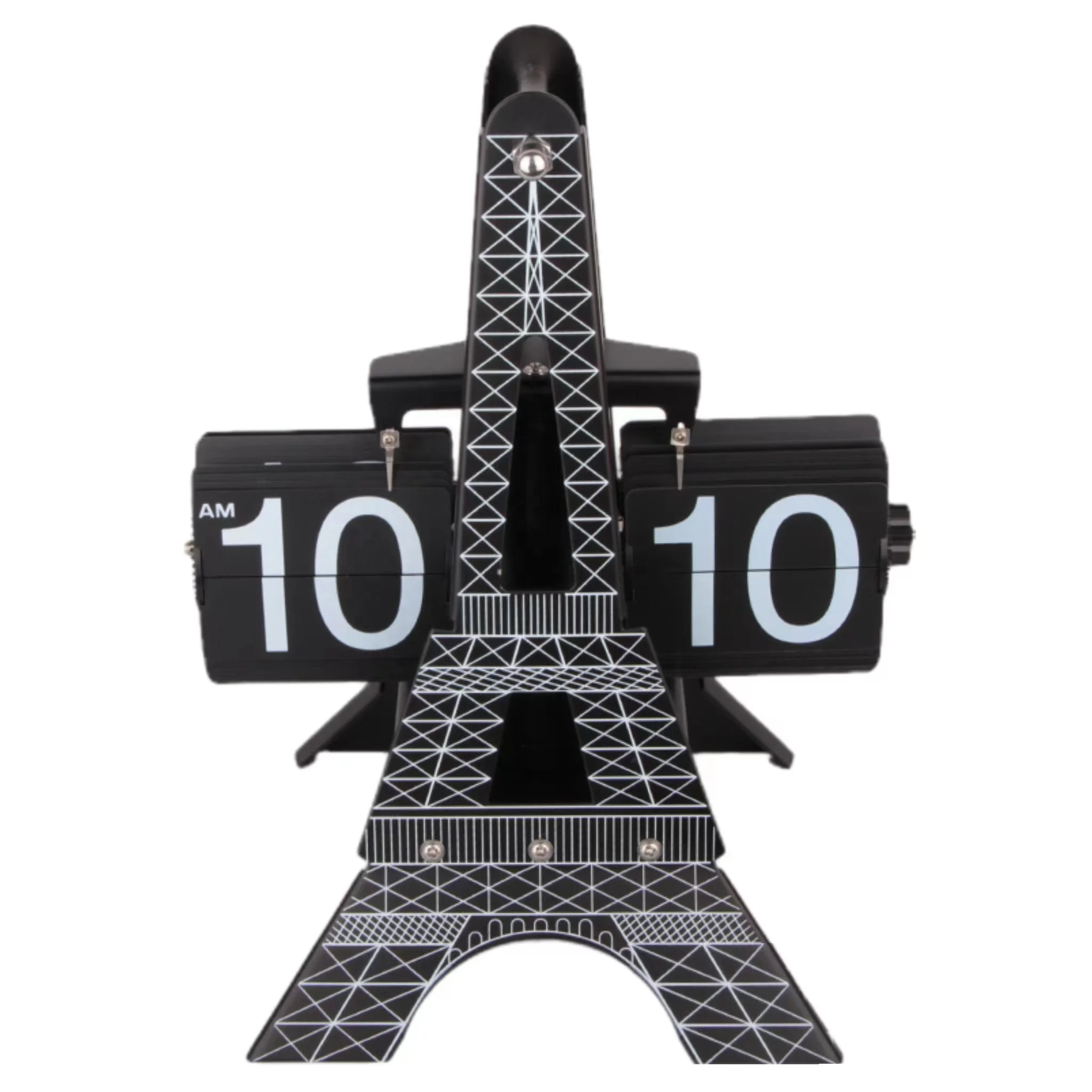New design Creative Gifts Small Digital Desk Clock Decorate Living Room Table Clock Eiffel Tower Blade Flip Clock