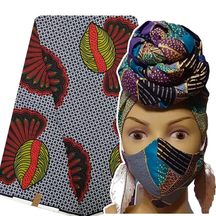 African wax print fabric make mas k ankara mas-k 100% cotton fabric face for m ask