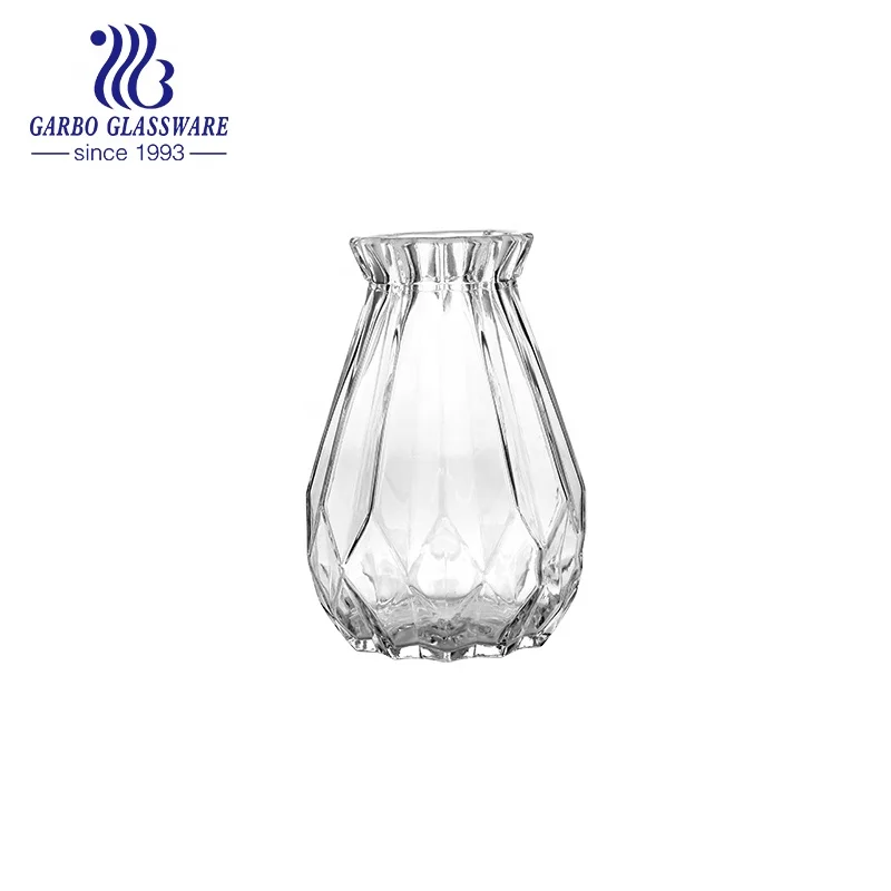Luxury European Glass Vase Engraved Elegant clear Crystal Unique Design Home Decoration Small Flower