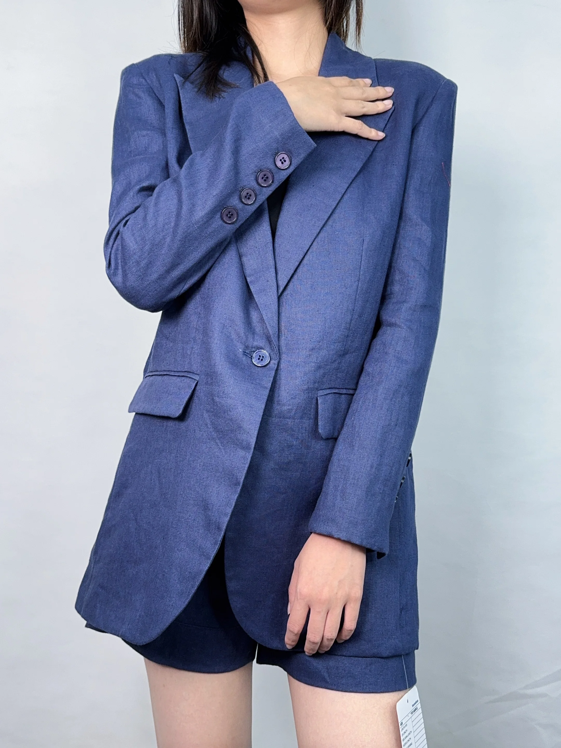 OEM High Quality Linen Blazer Comfortable Simple Casual Suit Coat with Single Button Closure for women