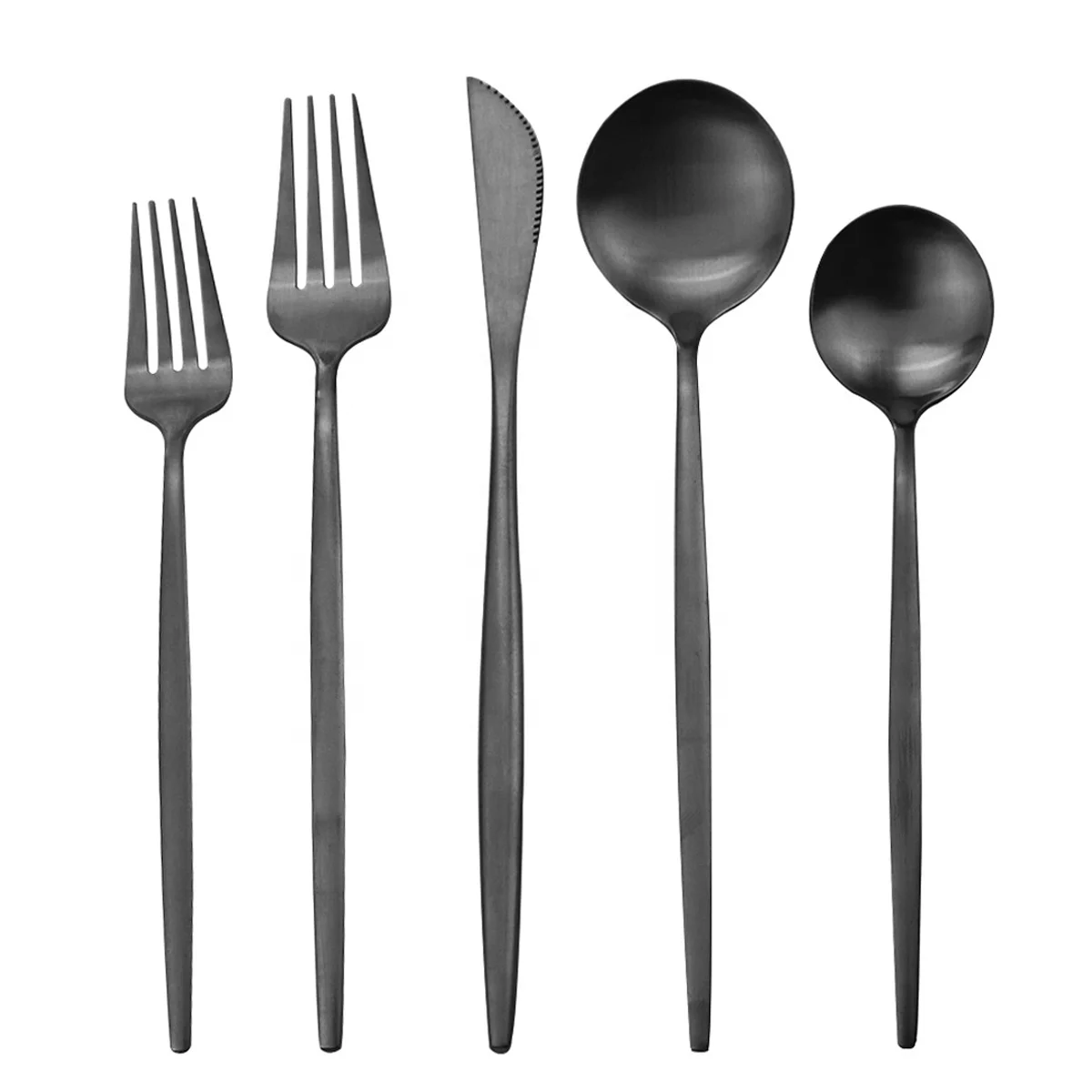 Wholesale High Quality Stainless Steel Silverware Flatware Spoon Fork Knife Black Matte Cutlery Set
