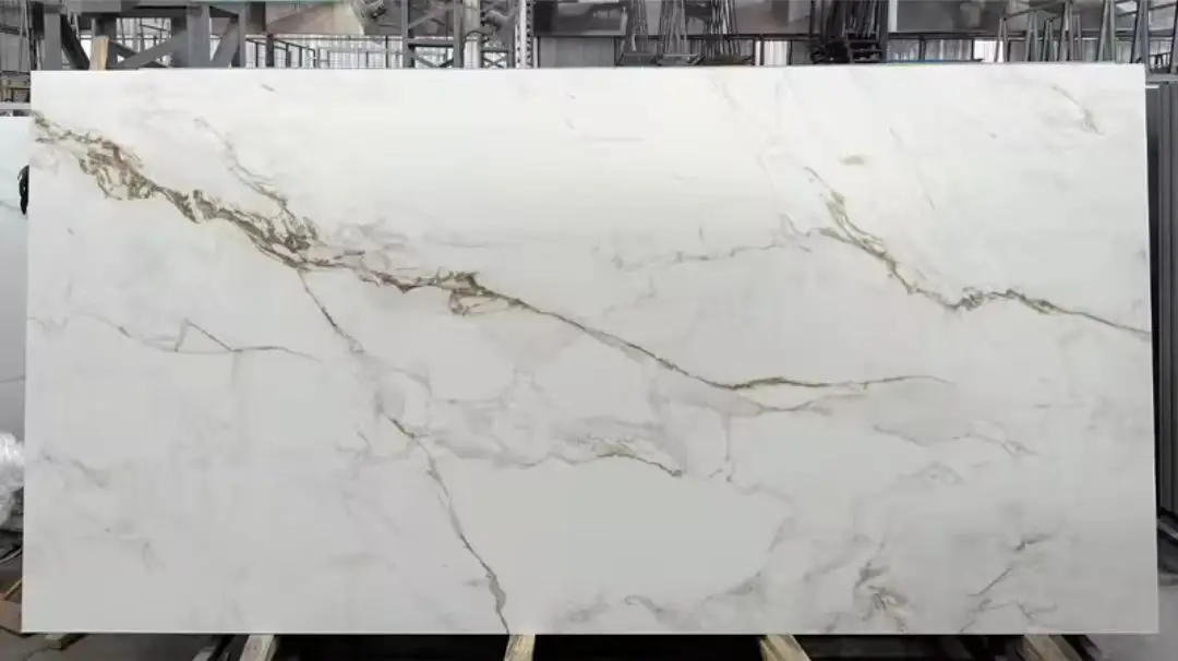 White and Gold Style Stone for porcelain slabs and furniture sintered Stone
