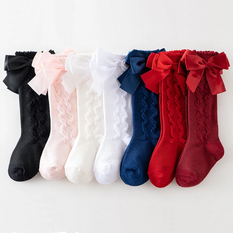 Baby Girls Spring Autumn Socks Spanish Double Bow Sweet Princess Socks Baby Toddler Lolita Dress Stockings