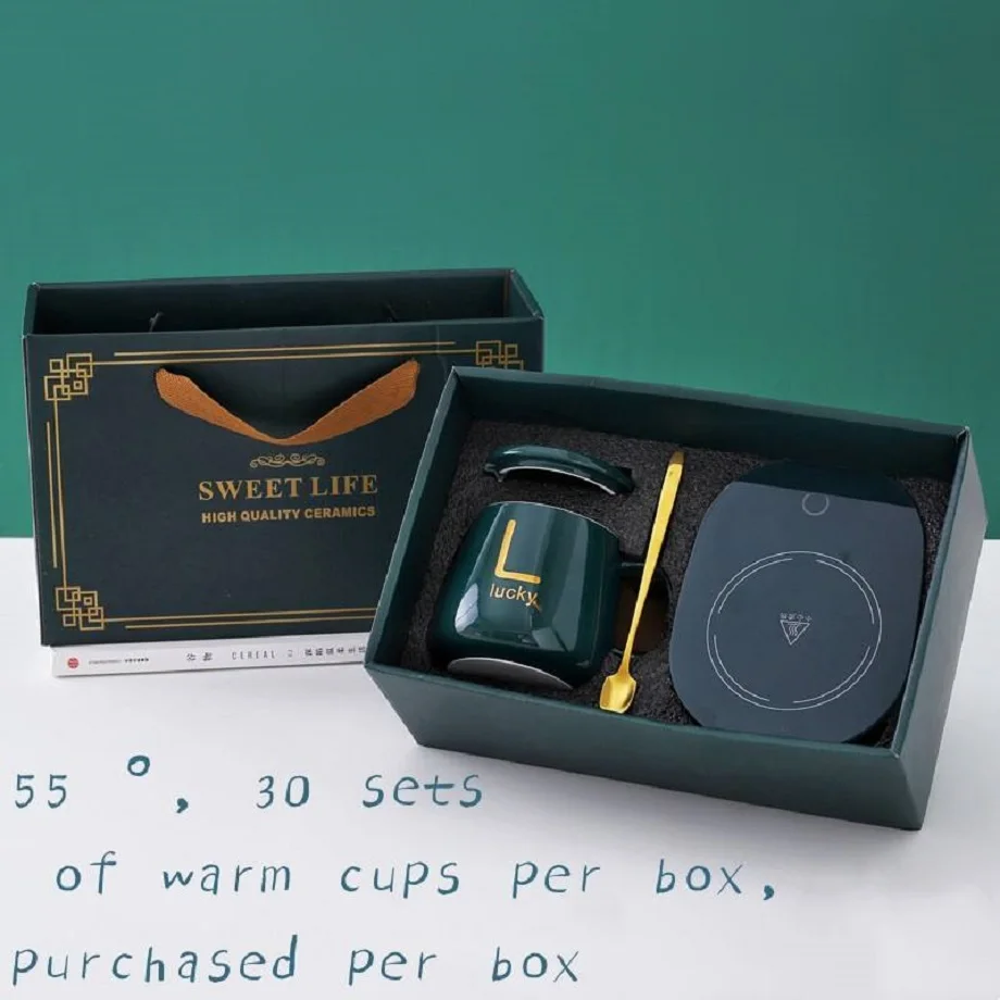 Smart Charging Insulated Cup 55 Degree Constant Temperature Coffee Heater Thermal Insulation Ceramic Cup Gift Set