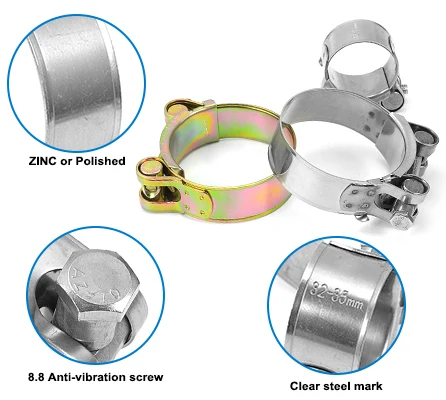Сверхмощный металлический оцинкованный углеродистый хомут для шланга из нержавеющей стали