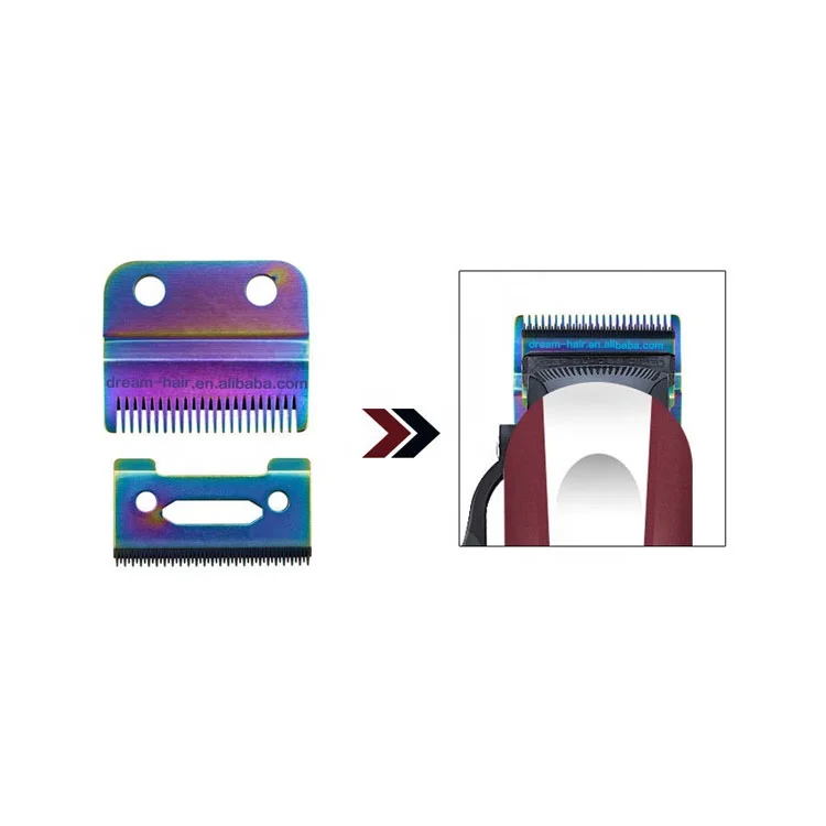 Barberi DHair Wholesale Supply Gold/White/Rainbow/Black Stainless Steel Trimmer Blades Set Sharpener Hair Clipper Blade for 8148