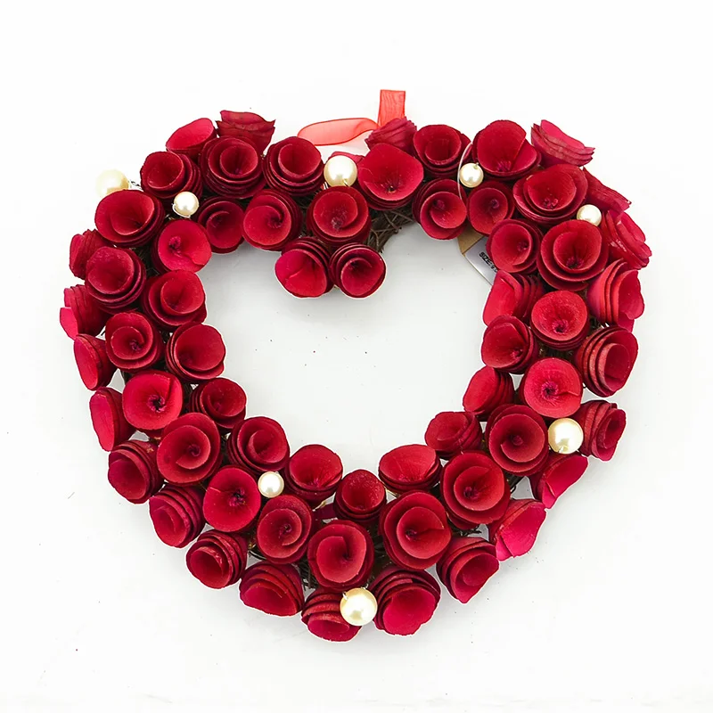 Венок в форме сердца из розовой сосны, свадебное украшение на День святого Валентина