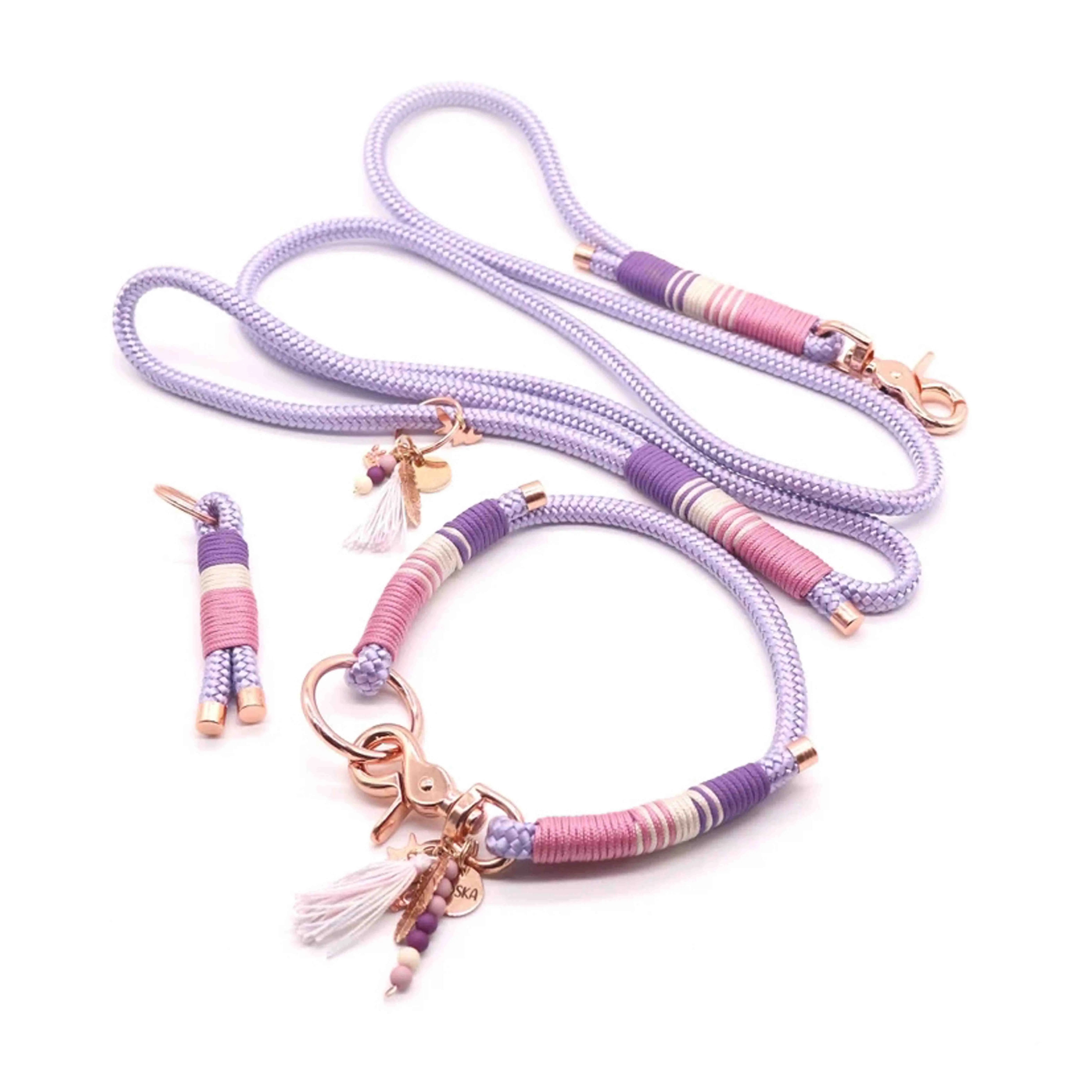 Personalized handmade handsfree S M L size of training rope dog leash and collar polyester dog leash