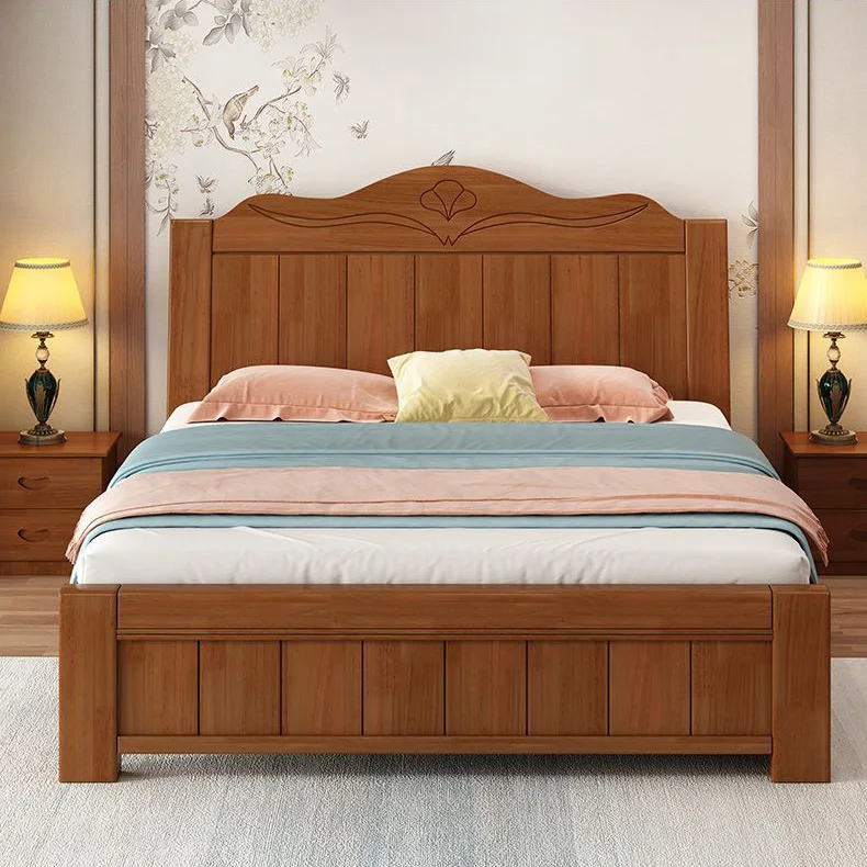 Wholesale Luxury Home Queen Double Wooden Beds Furniture Modern Cheap Bedroom Full King Size Solid Wood Bed