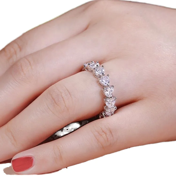 Lab Grown 6ctw Synthetic Diamond Eternity Band Ring Heart Cut Platinum for Unisex Wedding Party Engagement Gift for Girlfriend