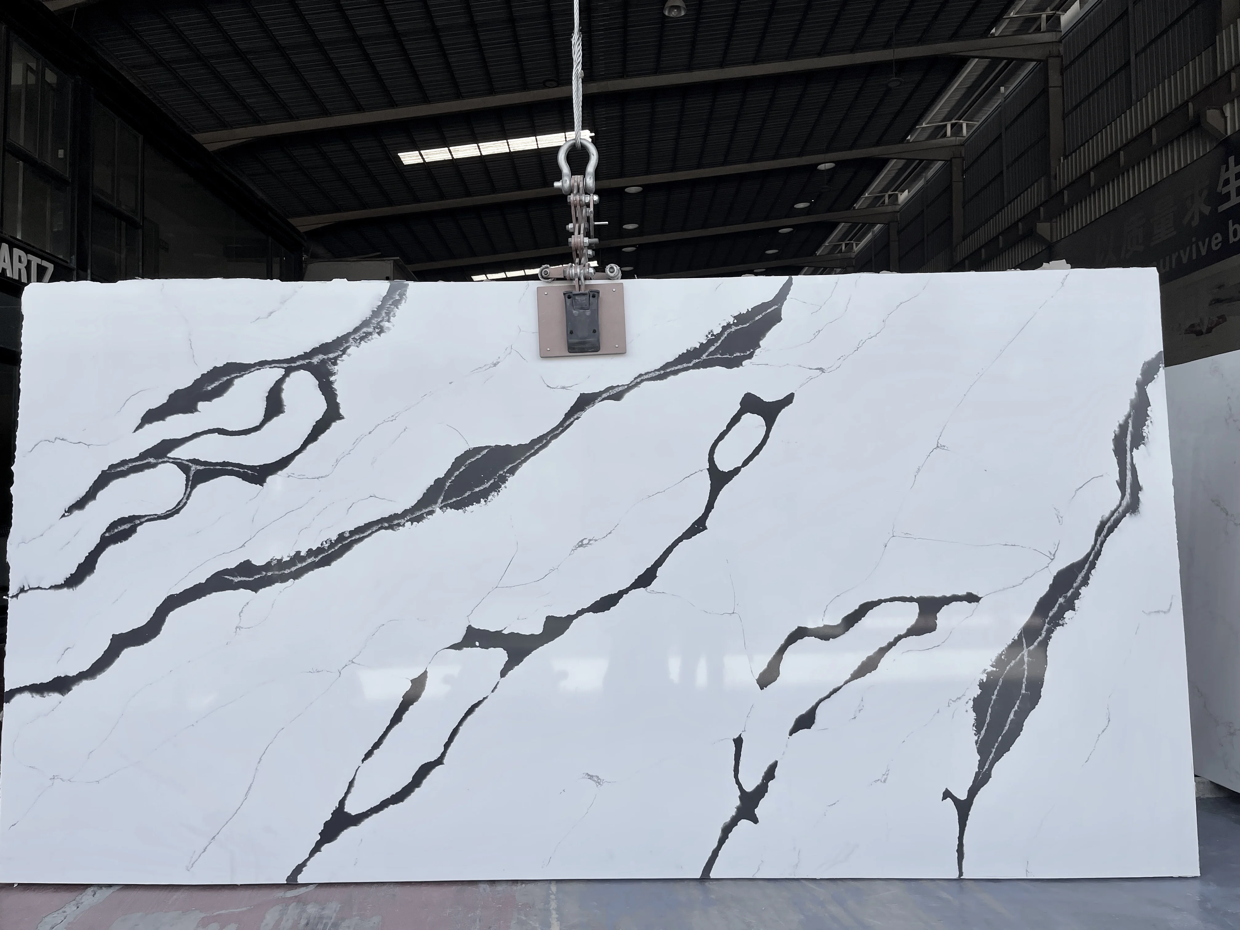 Panda white quartz stone artificial quartz for kitchen countertops island top marble look for step stair home decoration