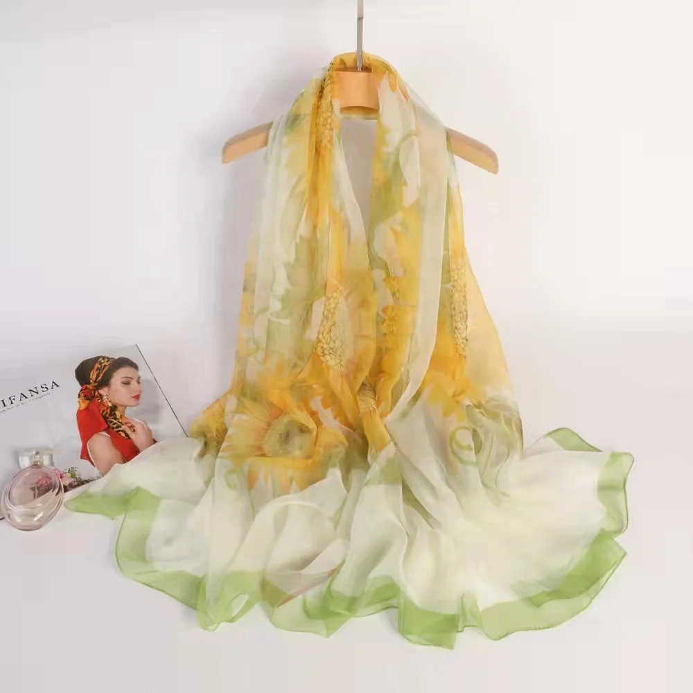 Professional Manufacturer hot sale floral custom print scarf woman silk chiffon scarf