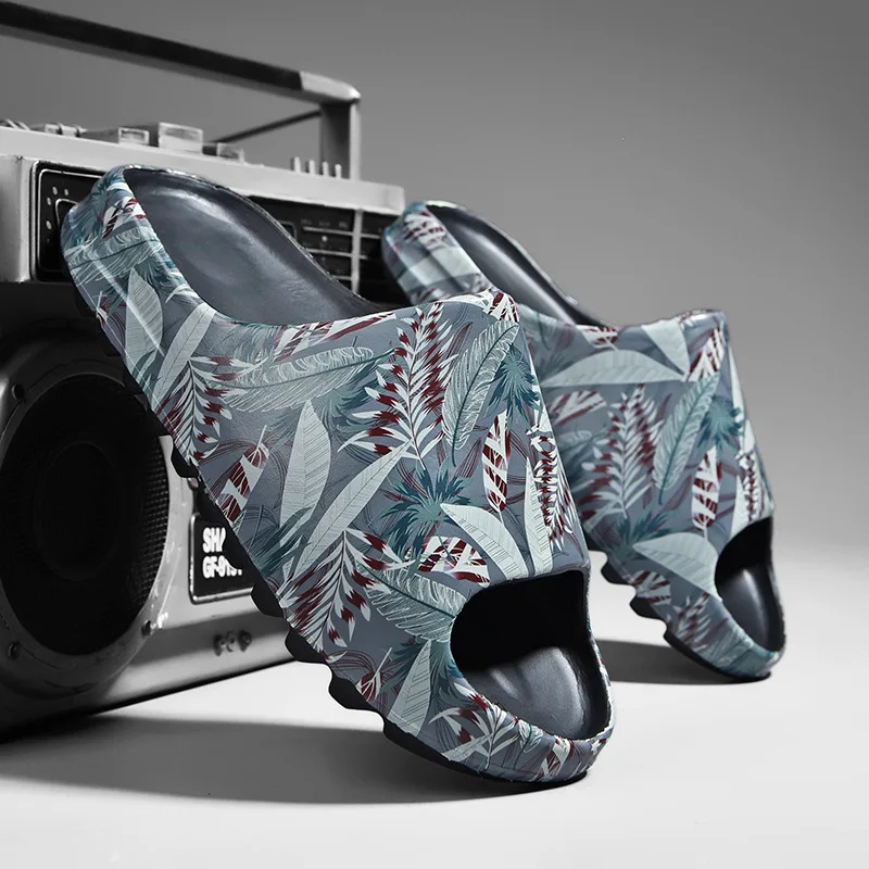 2021 summer new slippers Sesame Street graffiti casual one-word slippers plus size