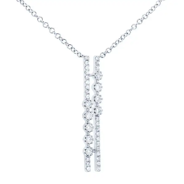 FirstMadam 14K Gold Dainty VS Natural Diamond Double Parallel Necklace For Women Stacking