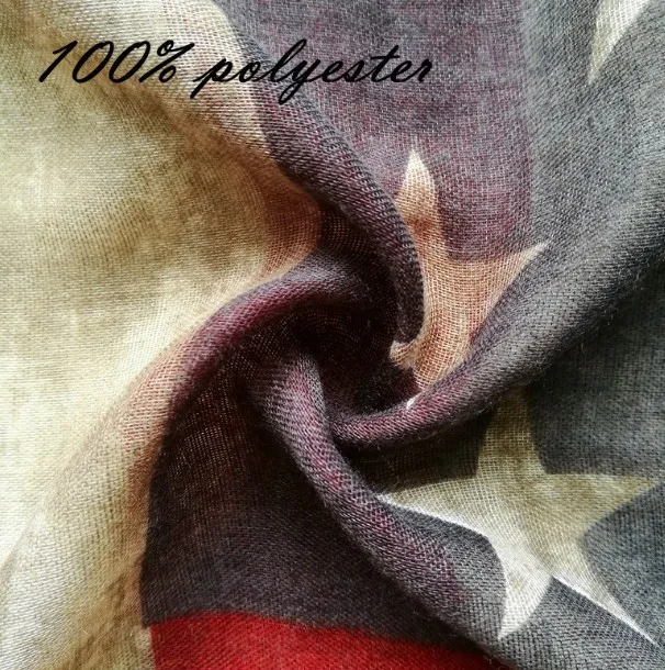 RTS Stock women poly voile scarves polyester custom american flag print scarf