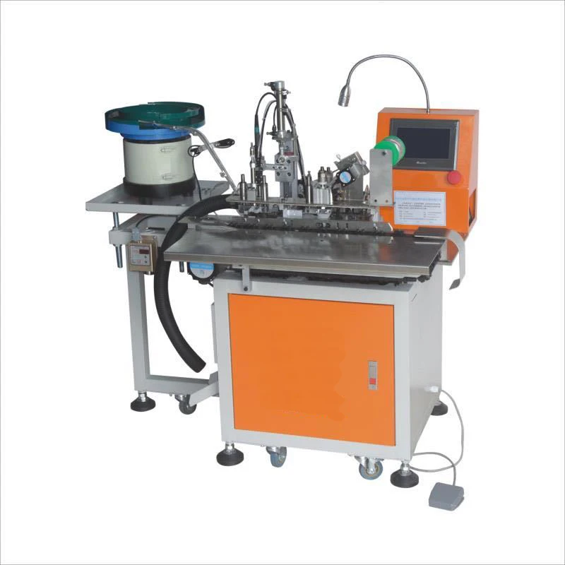 Mobile phone type C charge data line wire inner stripping connectors feeding soldering making machine