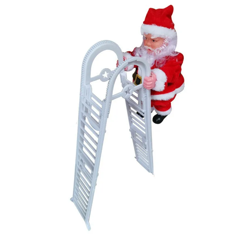 Santa Claus Marking Time Swing Toy Christmas Electric Saxophone Toy ClimbingSanta Claus Plush Doll For Christmas Tree Xmas Gift