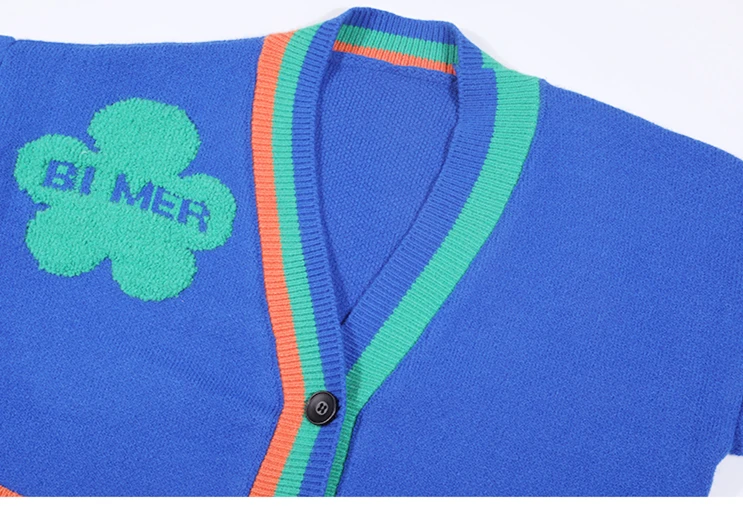 Custom OEM & ODM sweater women winter design ladies knitwear Girls Embroidery patch knit coat knitted cardigan sweater women