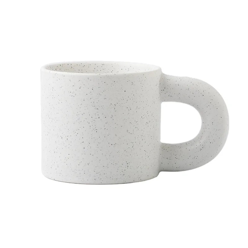The latest white fat ceramic mug with sesame glaze effect