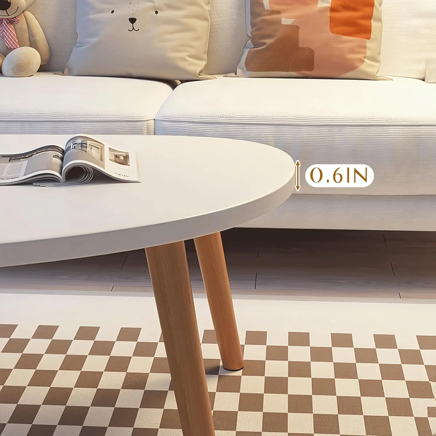 Modern White Sturdy Floor Desk Wood Mango Coffee Table for Living Room Stylish Home Furniture