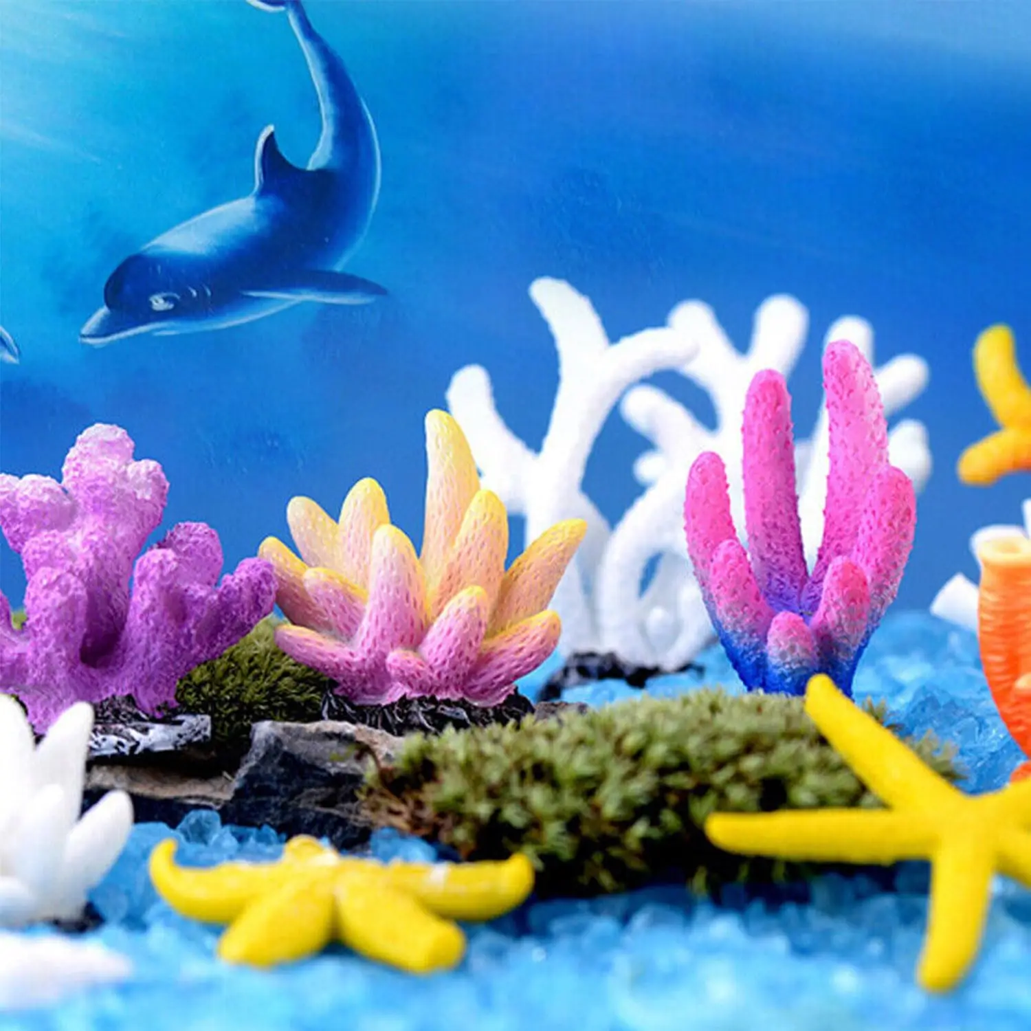 Decorations Colorful Coral Reef,Resin Simulation Coral Reef, Artificial Coral Plant for Aquarium Fish Tank Accessories