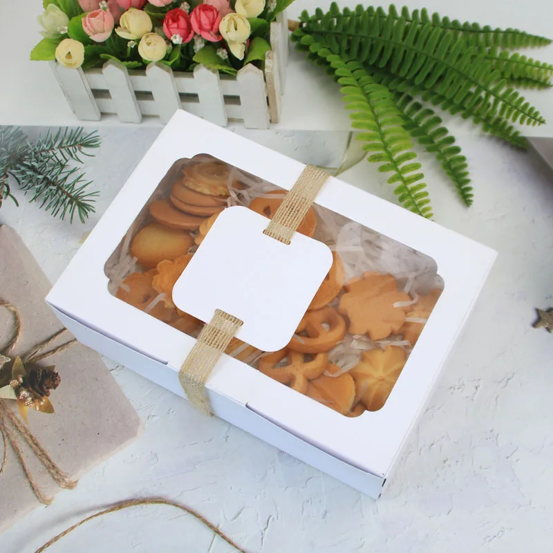 In Stock Wholesale Christmas Party Cookie and Cake Boxes Candy Kraft Paper PVC Window Baking Cake Boxes