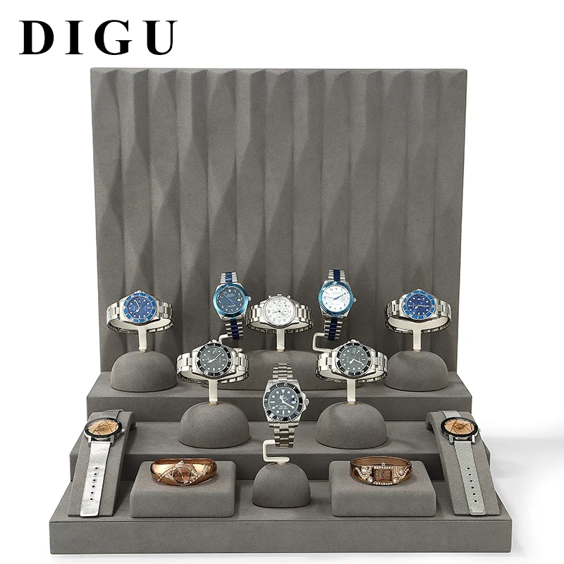 DIGU Oem Watch Holder Display Stand Microfiber Jewelry Organizer Display Self For Store Watch Display