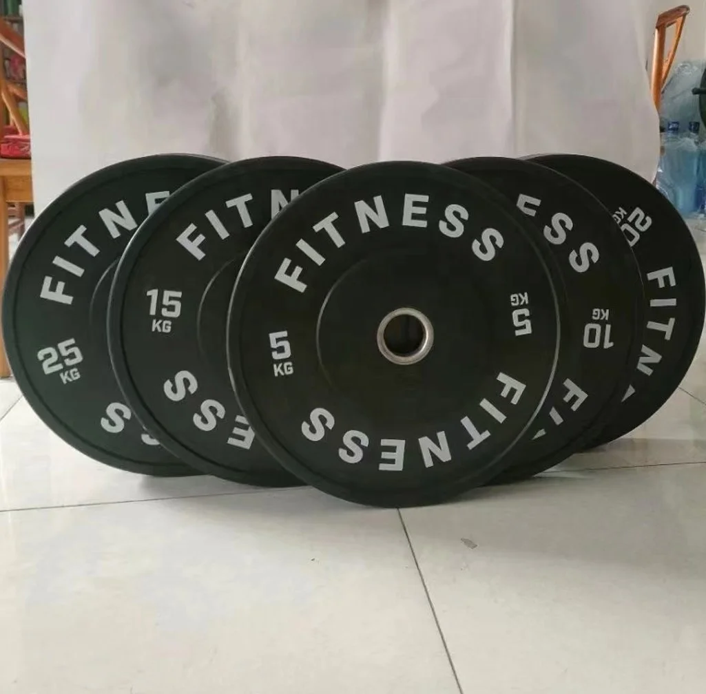 Hot sale Gym equipment fitness  body building weight lifting black rubber weight plate bumper plate colorful weight plate