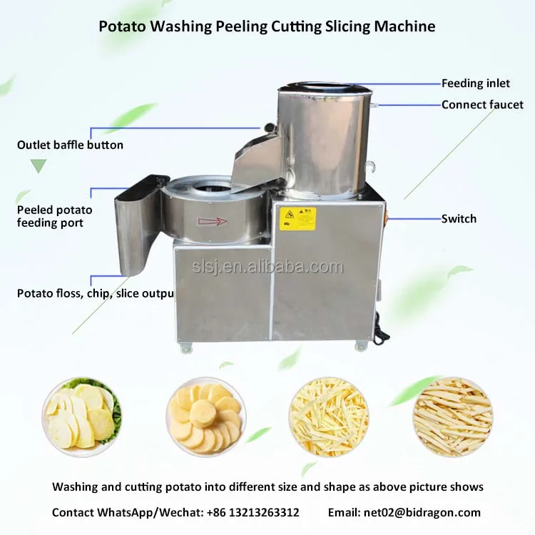 High Quality French Fries Cutter Potato Peeling Washing Cutting Machine Potato Peeler Machine Price