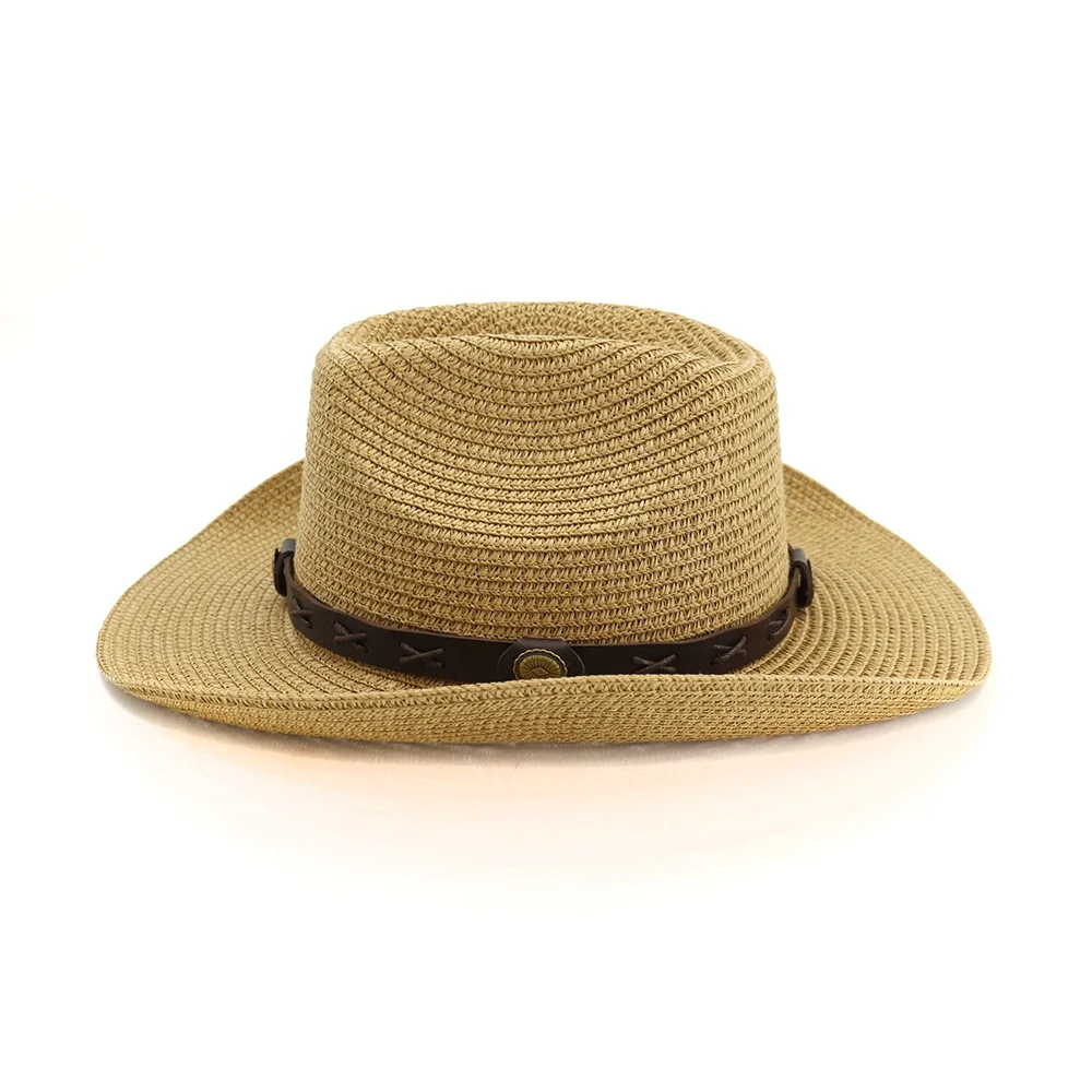 Whole Sale Beach Sun Hat Classic Cowboy Straw Hat Topper Panama Hat Cheap