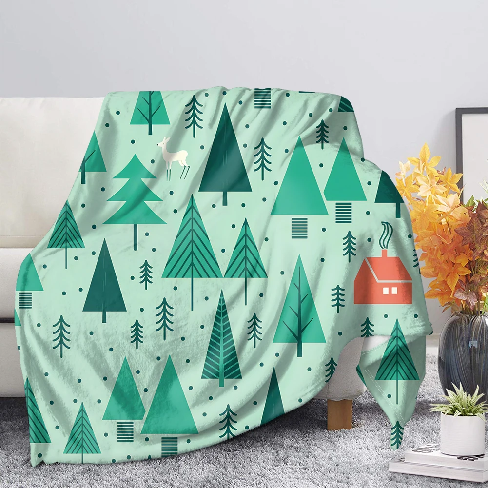 Рождественская елка, бесшовный светло-зеленый узор, оптовая продажа, рождественские изделия, сделанное на заказ Флисовое одеяло, очень теплое покрывало для дивана