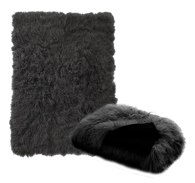 curly hair black Merino Wool Sheepskin Blanket