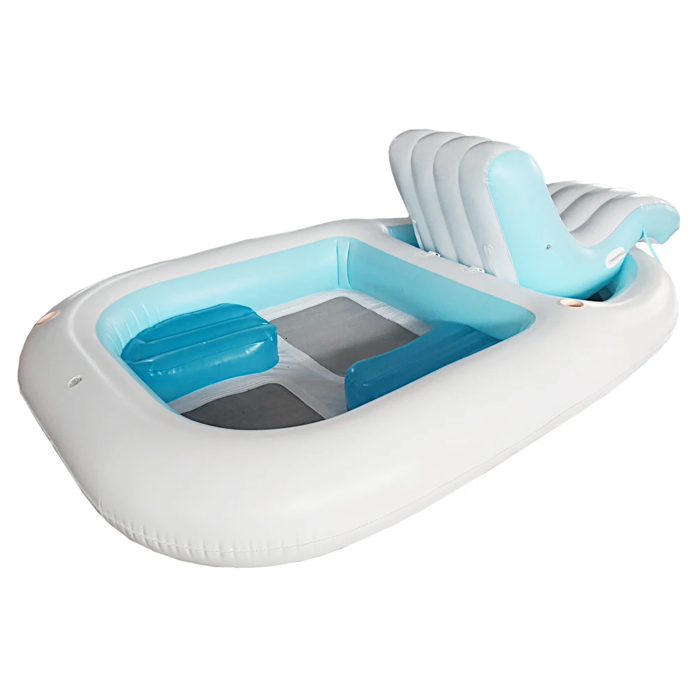 Custom Inflatable yacht dock platform floating island fishing kayak boat Bay Breeze Boat Island inflatable pool float boat