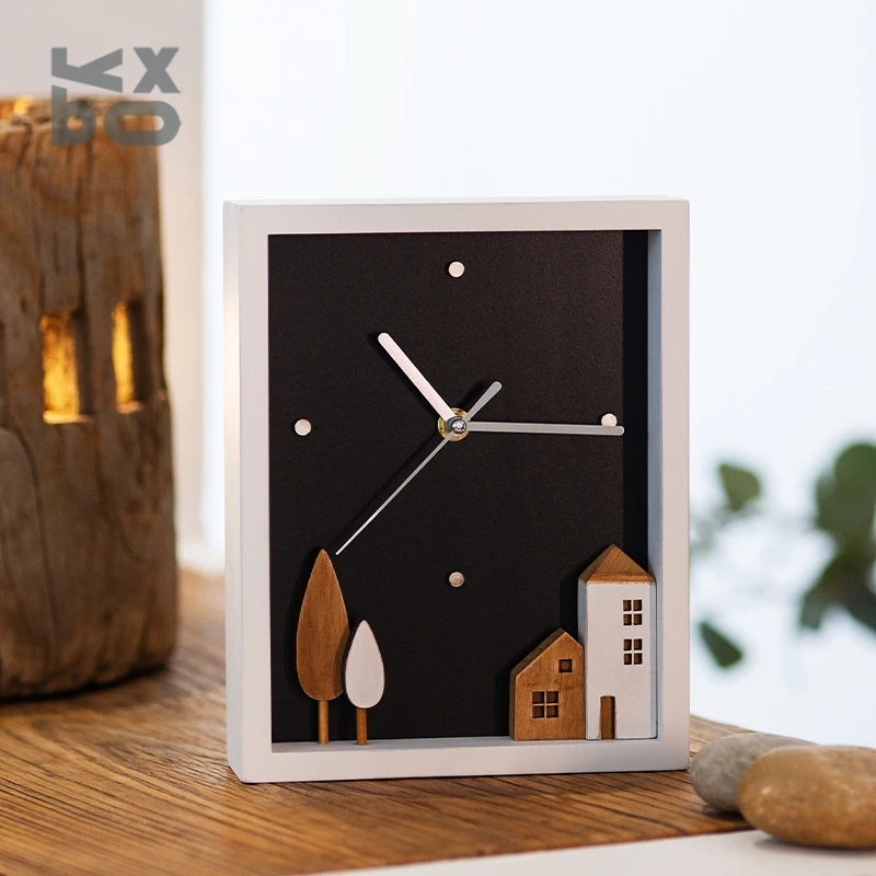 New design Wooden   acrylic frame Wall Art House Decoration Inspiring Family wall clock