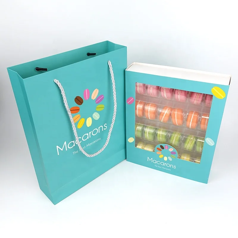 Macaron gift packaging box cookie display paper box macaron gift bag packaging