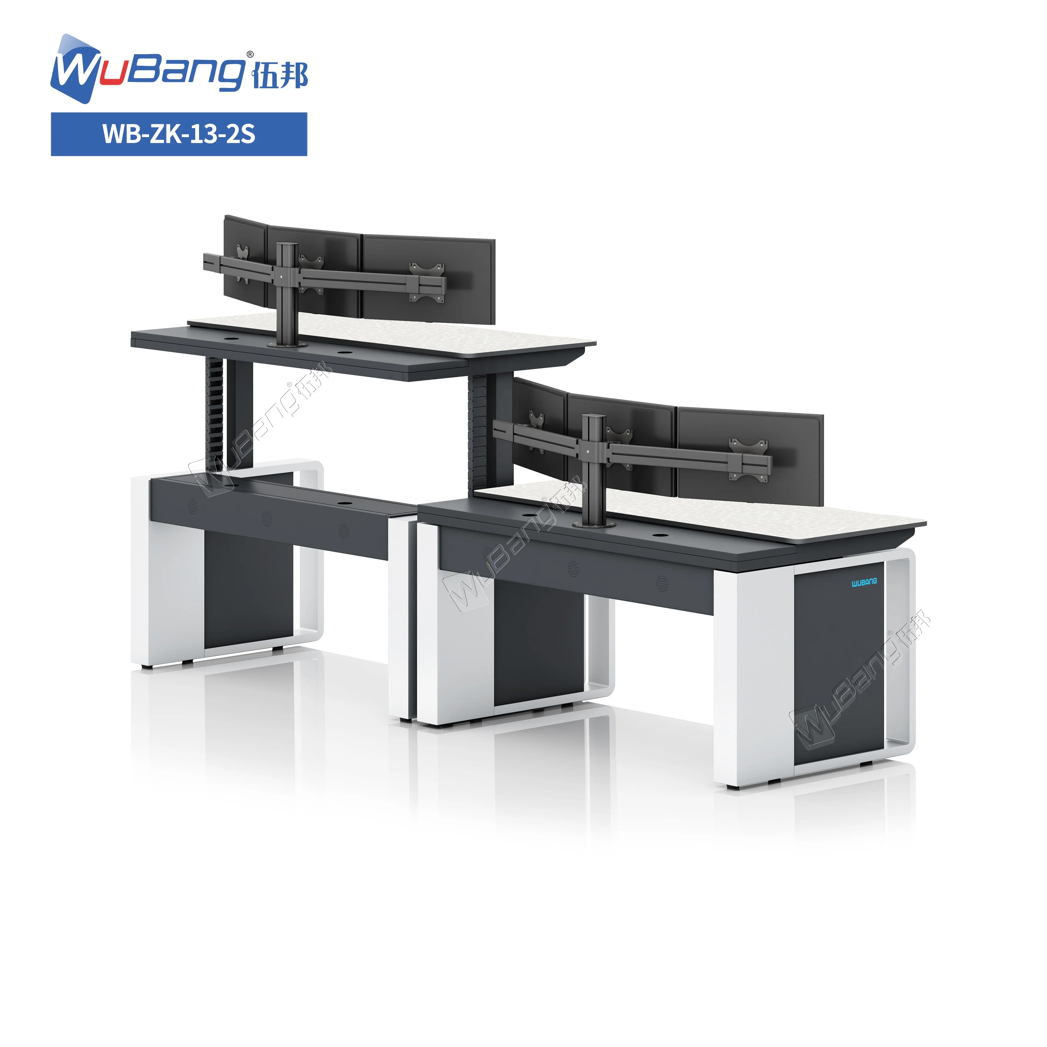 Synchronized Two-part Column Leg ECO Console I.T. Operations Ergonomic Workstation Control Room Console With Multi Screen