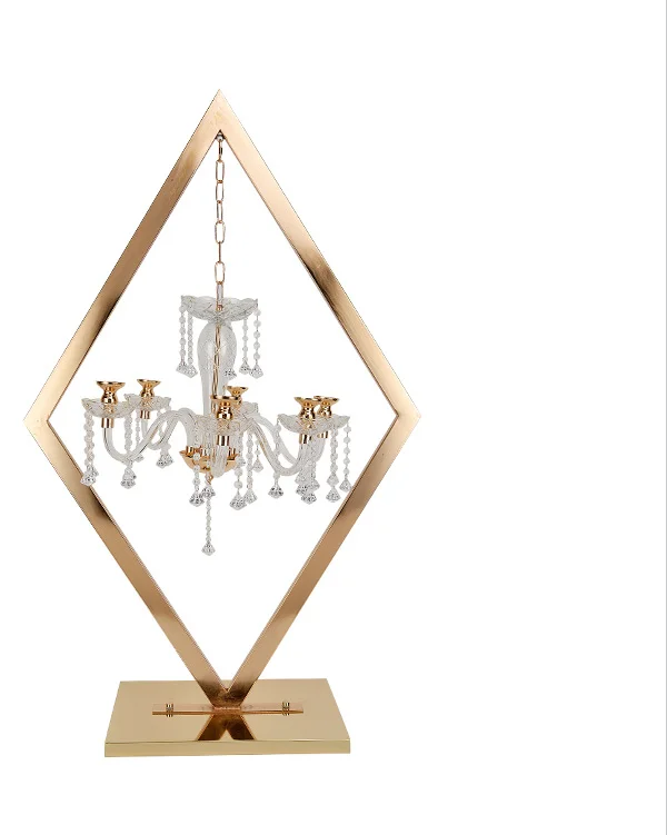 Wedding Party Decorative Geometric Acrylic Gold Candelabra Table Centerpiece