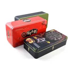 Metal Rectangle Food Tin Box Chinese Pastry Chocolate Cake Tin Box High Quality Food Chocolate Cake Tin Box