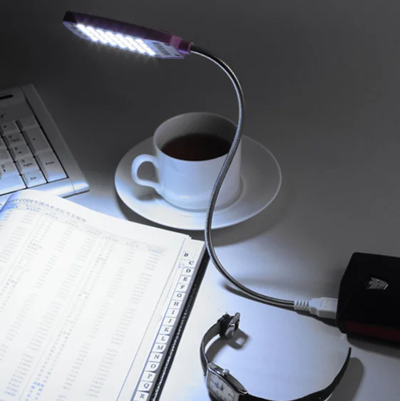 28 LED Reading Lamp Ultra Bright Flexible 4 Colors LED USB rechargeable Book Light For Laptop Notebook PC Computer