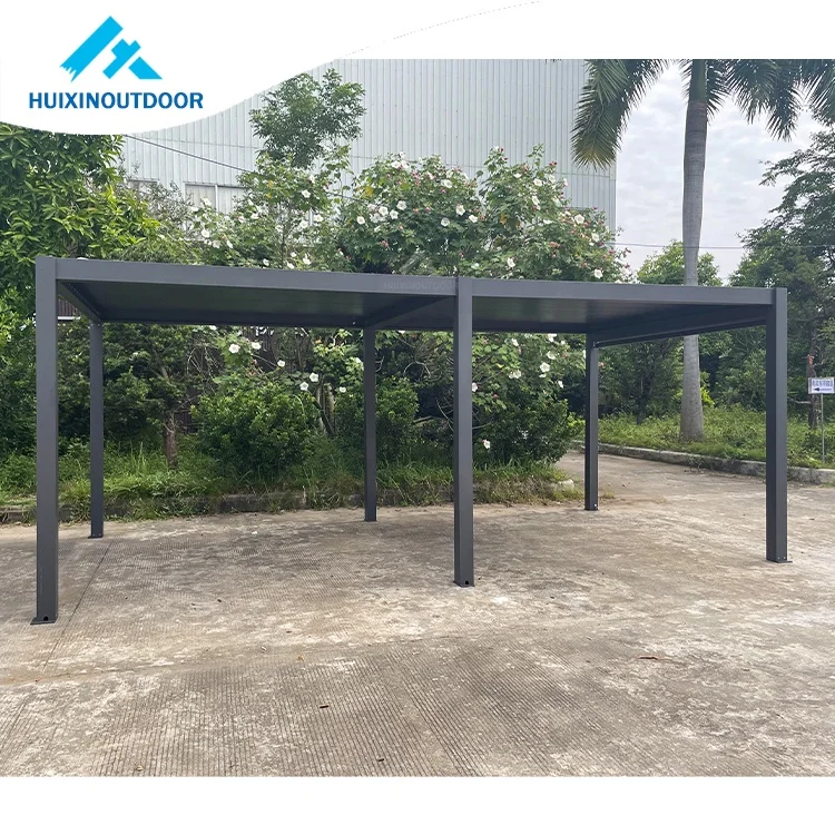 Solar Parking Gazebo Side Panel Sunroof Outdoor Garden Metal Aluminium Louver Pergola Aluminum Waterproof Pergola Louvered Roof