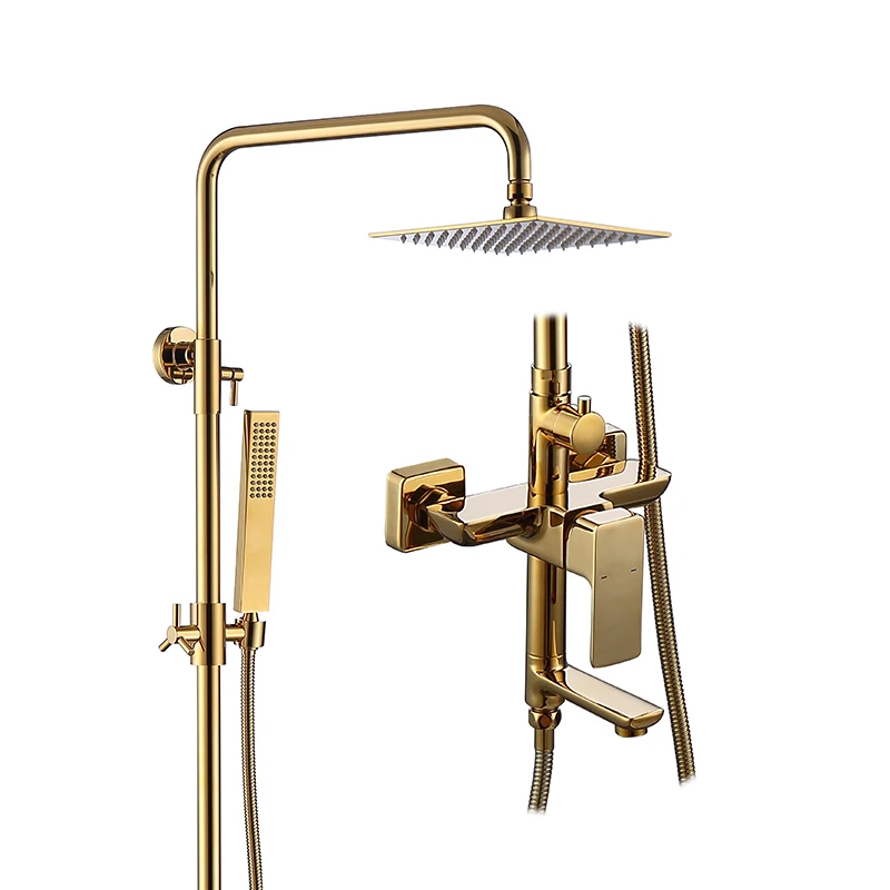 Wall Mounted 2 Hole Brass Waterfall Bathtub Bath-Shower Shower Faucet Mixer Shower Head Kits Robinet Baignoire With Holder