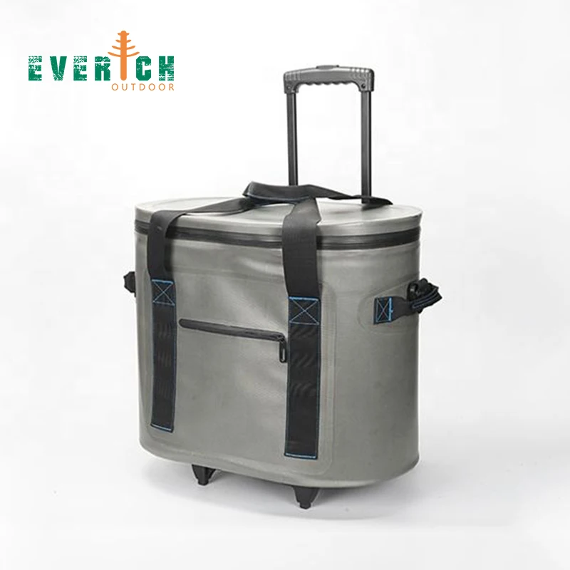 Everich High Quality Pull Rod Soft Cooler Box Outdoor Camping Portable Ice Cooler Bag 840D TPU Waterproof Cooler Soft Box