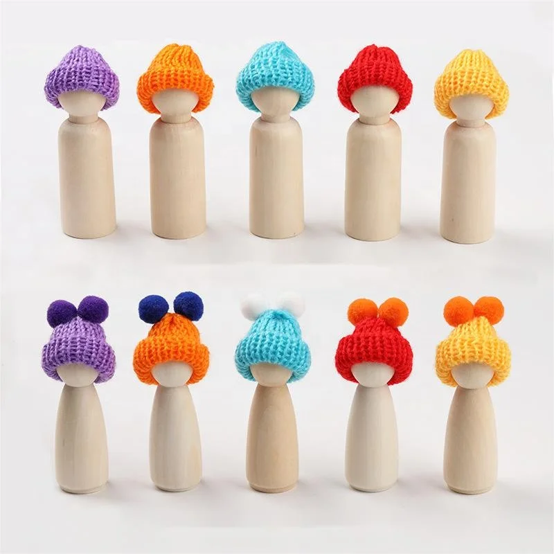 Natural Wooden Peg Dolls Round Nesting Doll Wood Wooden Peg Doll Unfinished DIY People Bodies Angel Decor For DIY Craft