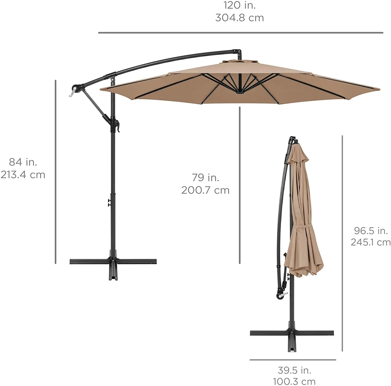 10 Ft Square Hanging Heavy Duty Offset High Standard Delicate Garden Patio Umbrella Outdoor