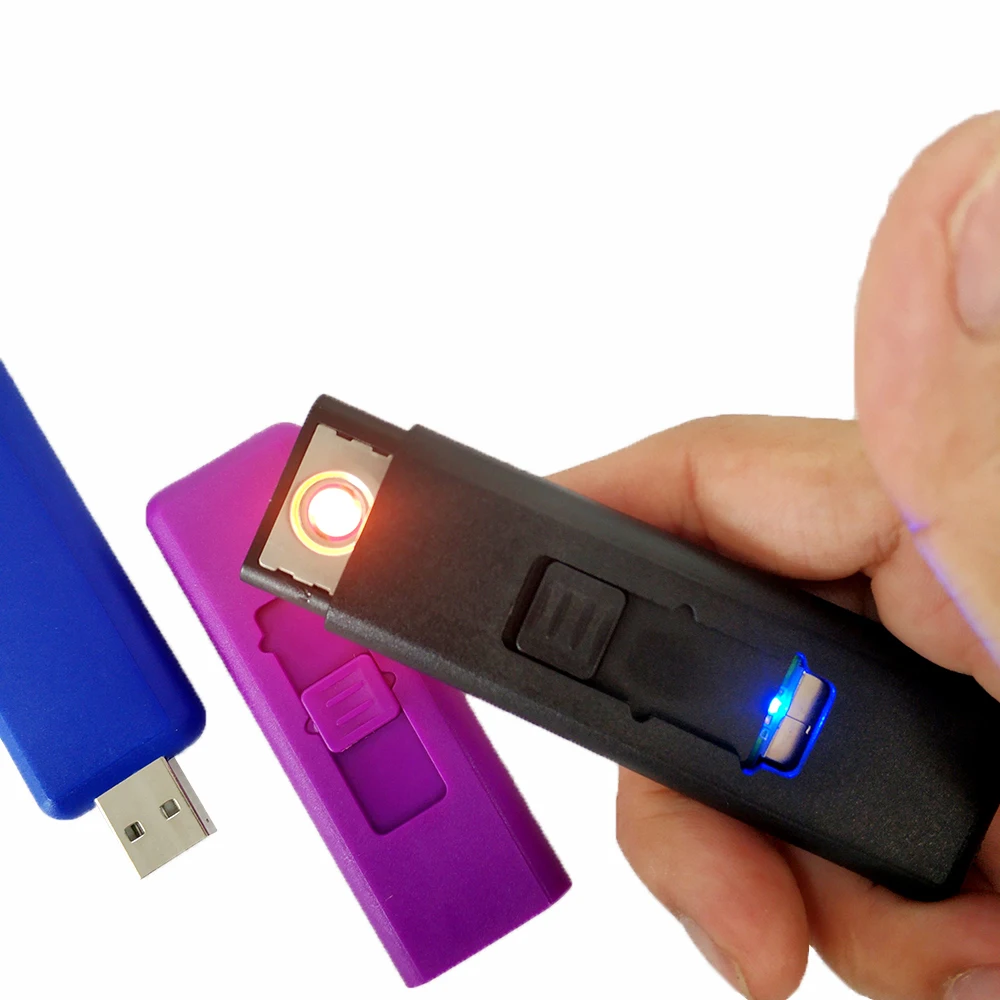 Custom Logo USB Rechargeable Cigarette Lighter Windproof Coil Slim Lighter