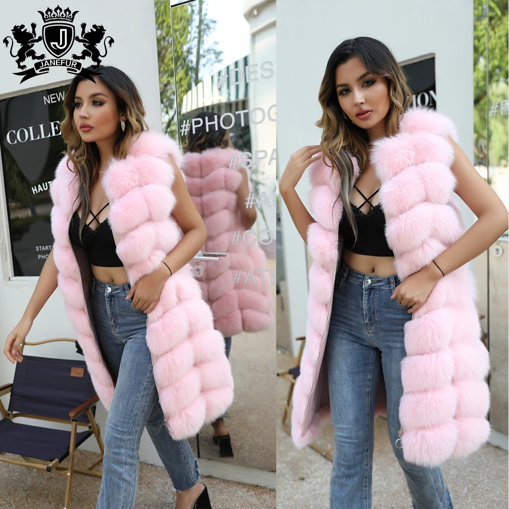New Arrival Long Vest Coat Outdoor Warm Elegant Beautiful Custom Winter Woman Fox Fur Long Vest