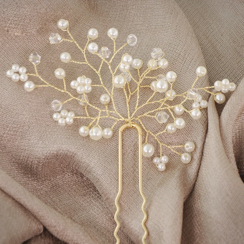 Leaf Wedding Hair Comb Pins Set Crystal Bridal Jewelry Accessories Women