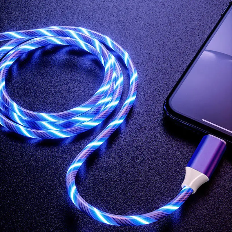 Hot Selling Manufacturers Strong Magnetic Luminous Charging Line Magnetic Mobile Phone Fast Charging Three-in-one Usb Data Cable